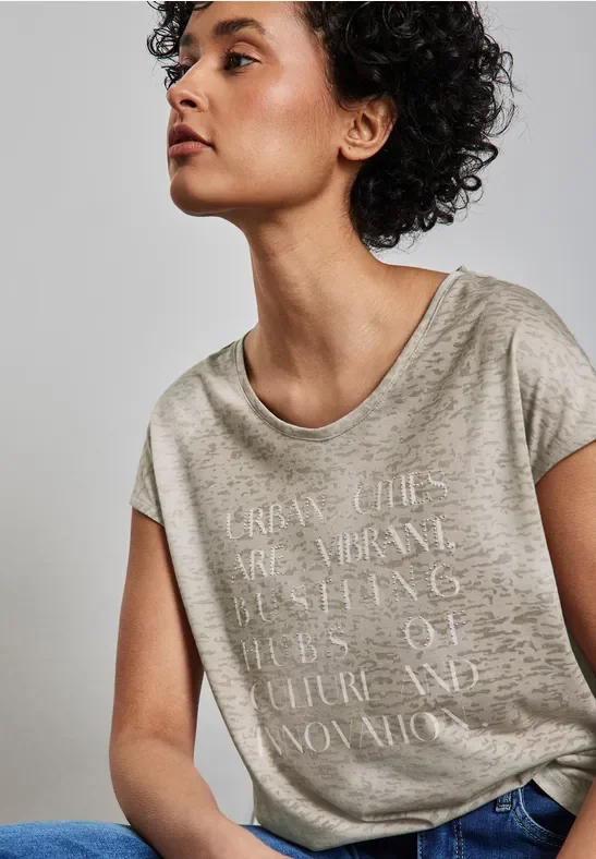 Street One Frauen Bedrucktes Shirt in Beige, Gr: 34