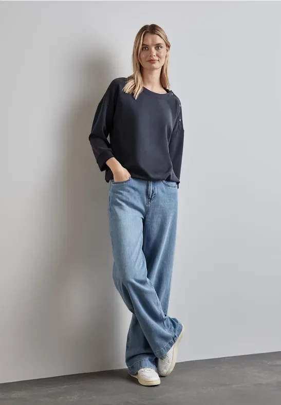 Street One Frauen Shirt im Silk Look in Blau, Gr: 36