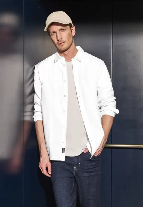 Street One MEN Männer Oxford Hemd in Weiß, Gr: XL