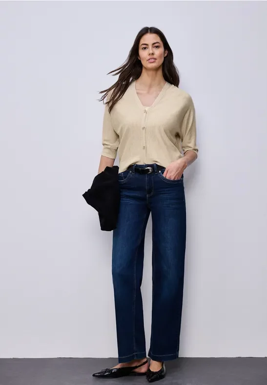 Street One Frauen Cardigan in Unifarbe in Beige, Gr: 40