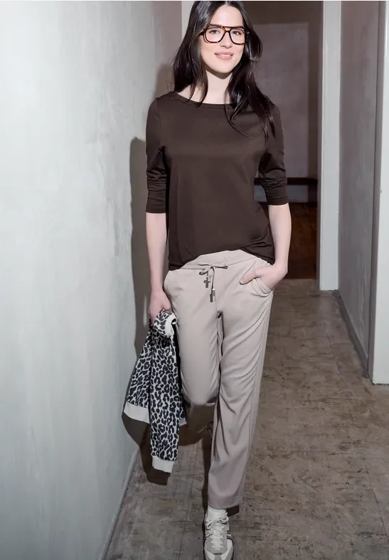 Street One Studio Frauen Basic Shirt in Braun, Gr: 38