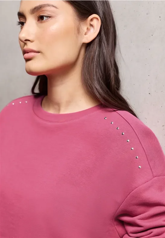 Street One Studio Frauen Shirt mit Schmucksteinen in Pink, Gr: 46