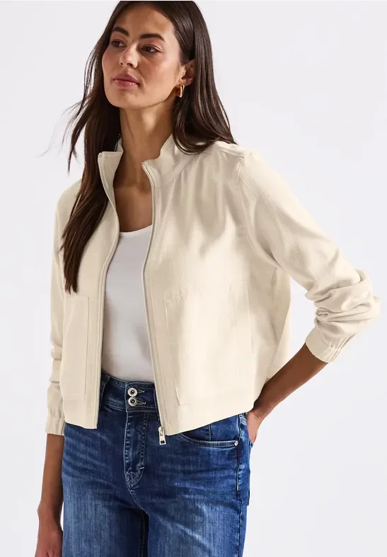 Street One Frauen Melange-Look Jacke in Beige, Gr: 44