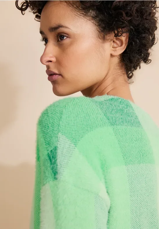 Street One Frauen Federgarn Karoshirt in Grün, Gr: 46