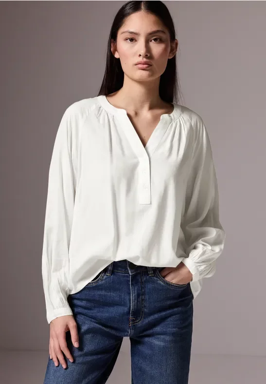 Street One Studio Frauen Raglan-Bluse in Unifarbe in Weiß, Gr: 44