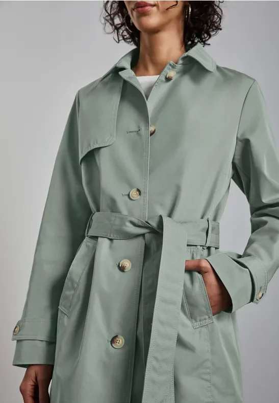 Street One Frauen Trenchcoat in Grün, Gr: 42