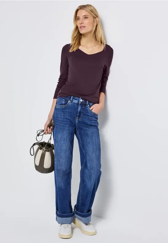 Street One Frauen Shirt mit Carrée Ausschnitt in Rot, Gr: 36