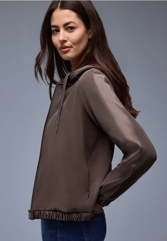 Street One Frauen Hoodie Jacke in Braun, Gr: 42