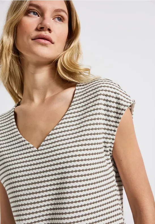 Street One Frauen Shirt mit Herzausschnitt in Braun, Gr: 34