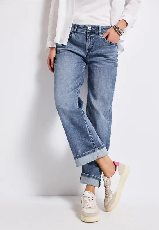 Street One Frauen Straight Leg Jeans in Blau, Gr: 27