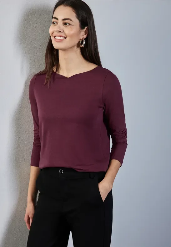 Street One Frauen Softes Langarmshirt in Rot, Gr: 46