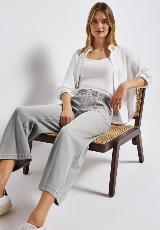 Street One Frauen Jeans Culotte in Grau, Gr: 34