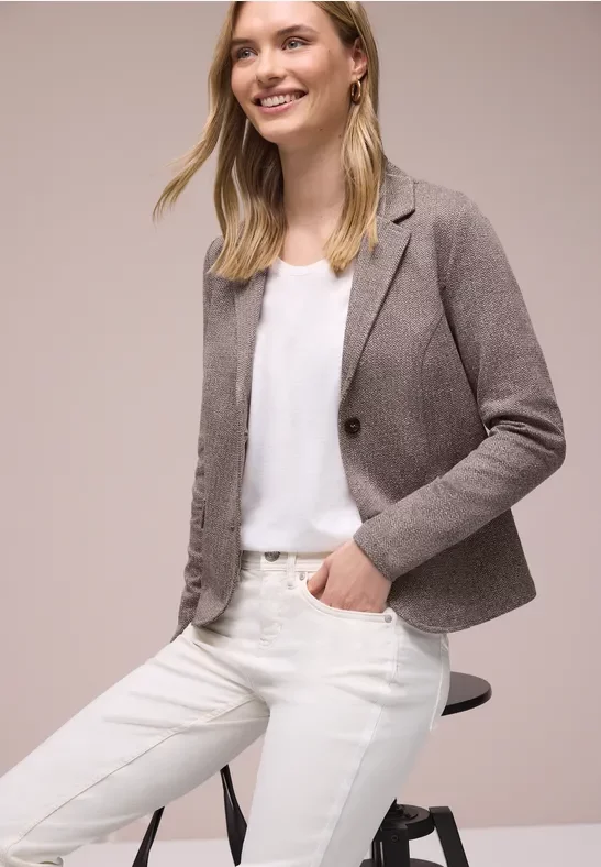 Street One Frauen Basic Blazer mit Reverskragen in Braun, Gr: 46