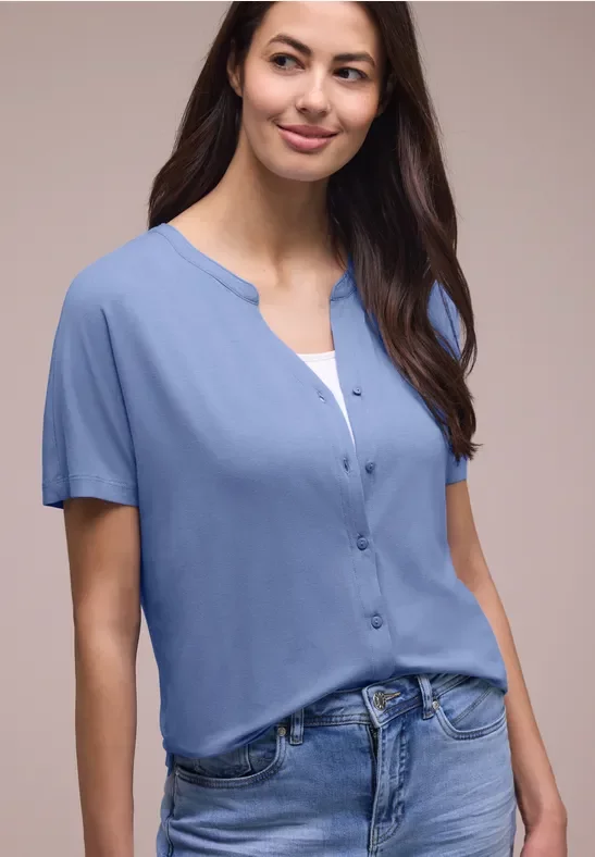 Street One Frauen Dropped Shoulder Shirt im Tunika-Look in Blau, Gr: 38