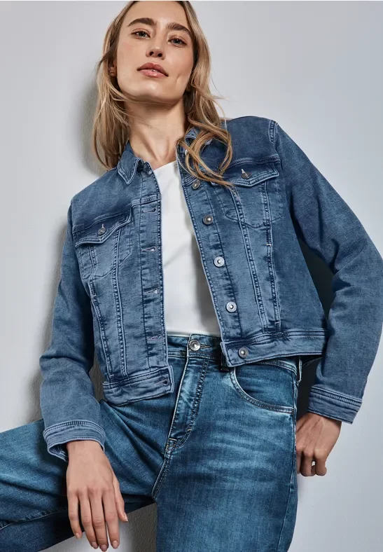 Street One Frauen Jacke im Jeans-Look in Blau, Gr: 44