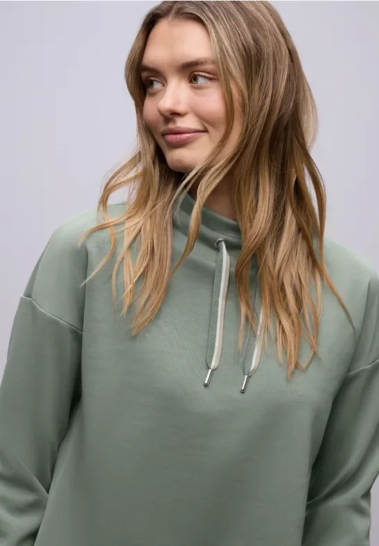 Street One Frauen Silk-Look Shirt in Unifarbe in Grün, Gr: 34