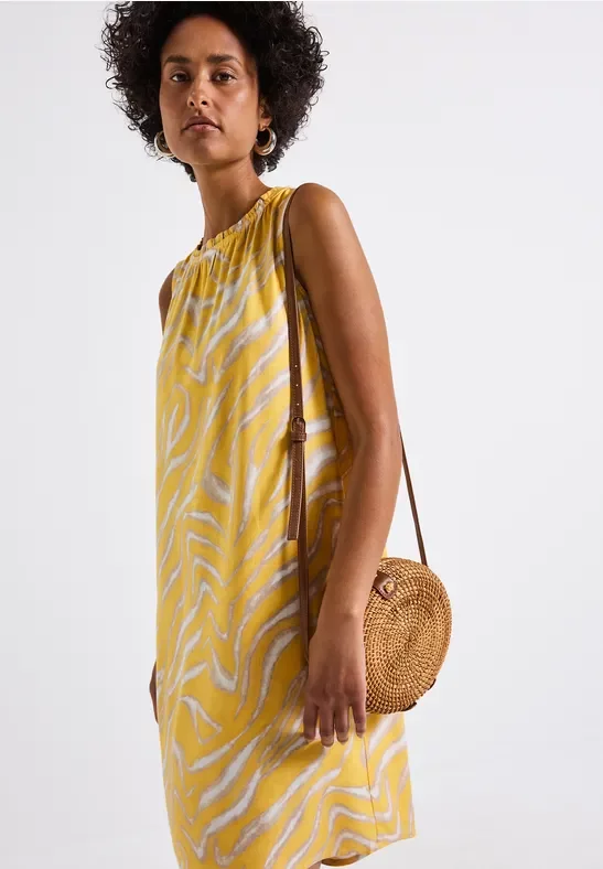 Street One Frauen Gemustertes Kleid in Gelb, Gr: 40