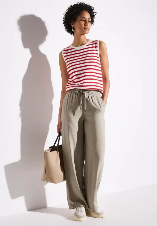 Street One Frauen Wide Leg Hose in Grau, Gr: 38