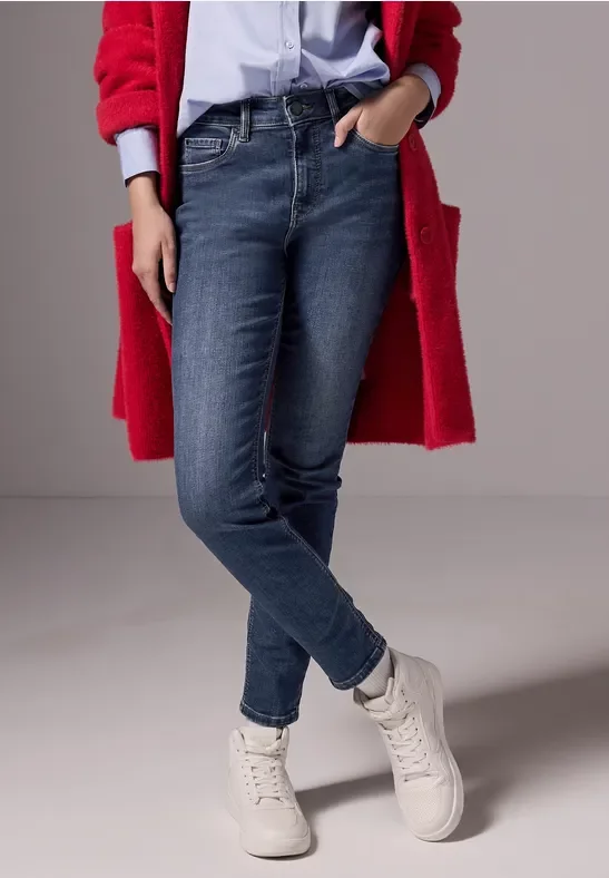 Street One Studio Frauen Jeans im Skinny Fit in Blau, Gr: 26