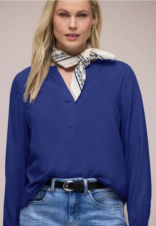 Street One Frauen Split Neck Tunika in Blau, Gr: 38