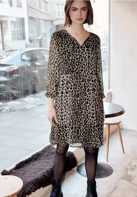 Street One Studio Frauen Knielanges Kleid in Schwarz, Gr: 36