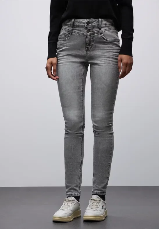 Street One Frauen Slim Fit Jeans in Grau, Gr: 25
