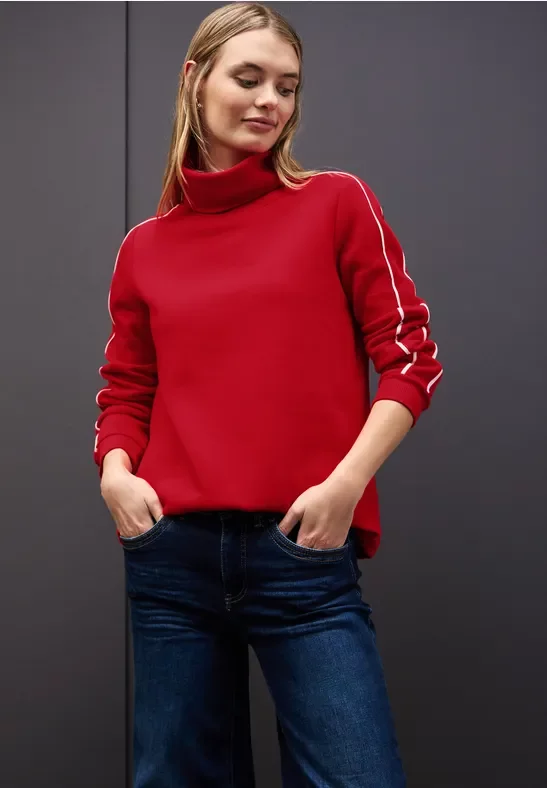 Street One Frauen Sweatshirt mit Stehkragen in Rot, Gr: 42