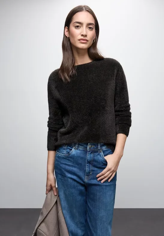 Street One Frauen Federgarn Pullover in Braun, Gr: 38