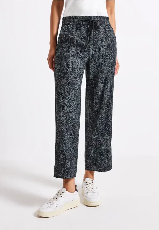 Street One Frauen Casual Fit Snake Print Hose in Blau, Gr: 38
