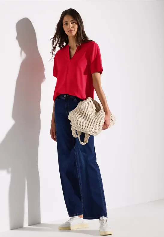 Thumbnail - Street One Frauen Bluse in Unifarbe in Rot, Gr: 34