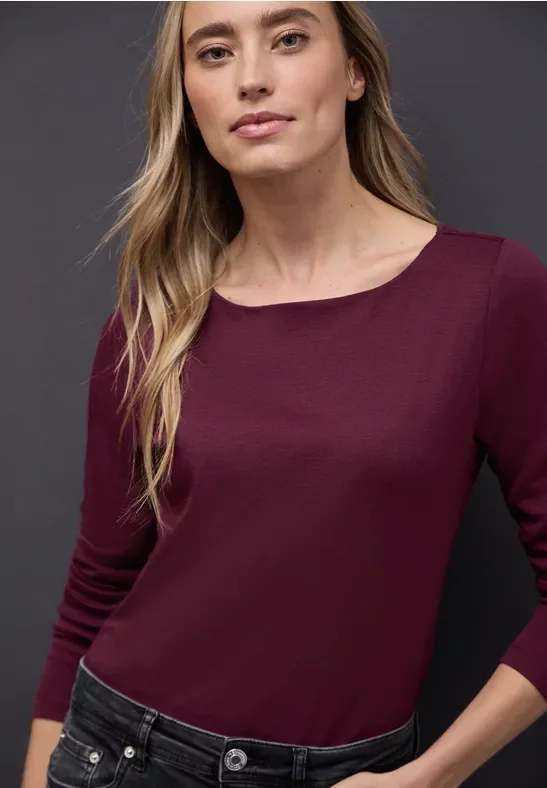 Street One Frauen Basic Langarmshirt in Rot, Gr: 34