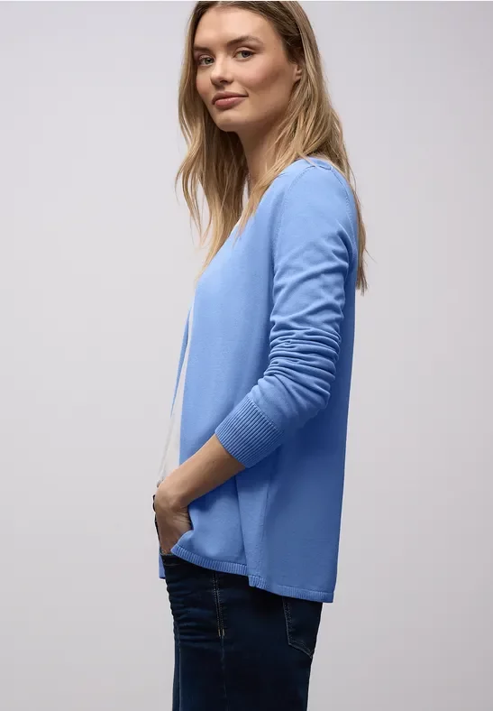 Street One Frauen Cardigan in Unifarbe in Blau, Gr: 40