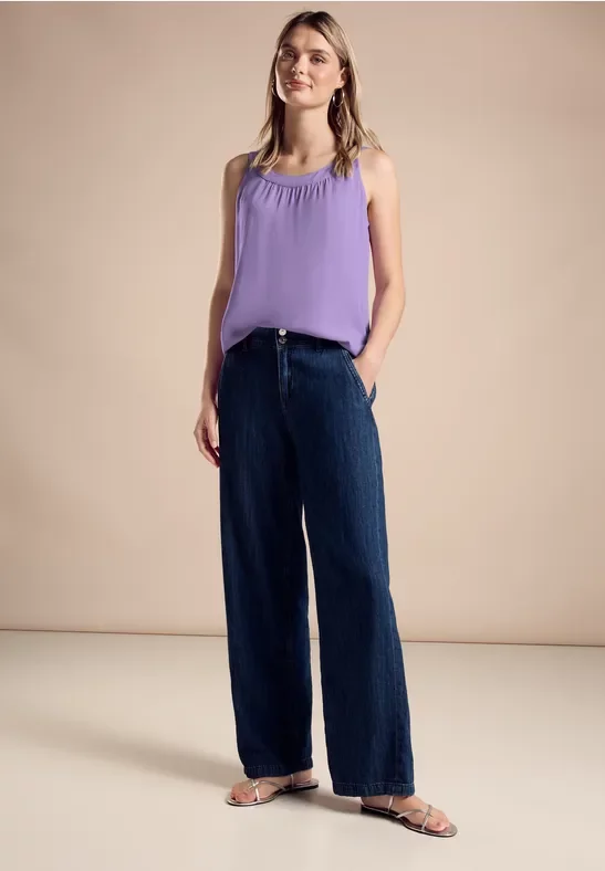 Street One Frauen Top im Materialmix in Lila, Gr: 40