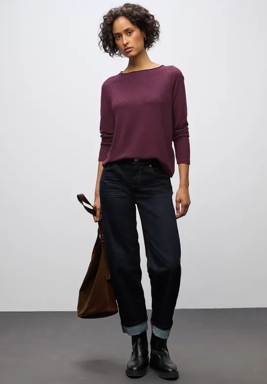 Street One Frauen Softes Melange Shirt in Rot, Gr: 36