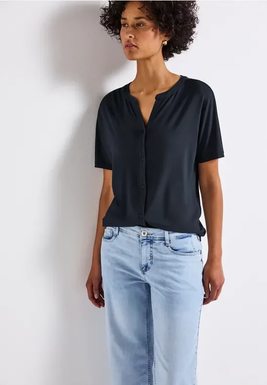 Street One Frauen Shirt im Tunika-Look in Blau, Gr: 40