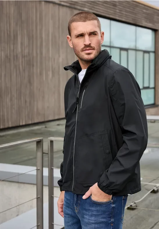 Street One MEN Männer Wasserabweisende Jacke in Schwarz, Gr: L