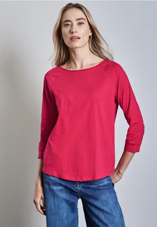Thumbnail - Street One Frauen Shirt in Unifarbe in Pink, Gr: 38