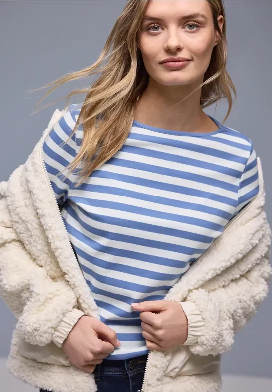 Street One Frauen Gestreiftes Shirt in Blau, Gr: 40