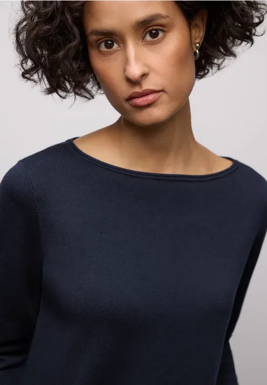 Street One Frauen Basic Pullover in Blau, Gr: 36