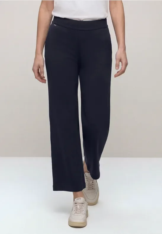 Street One Frauen High Waist Wide Leg Hose im Loose Fit in Blau, Gr: 40