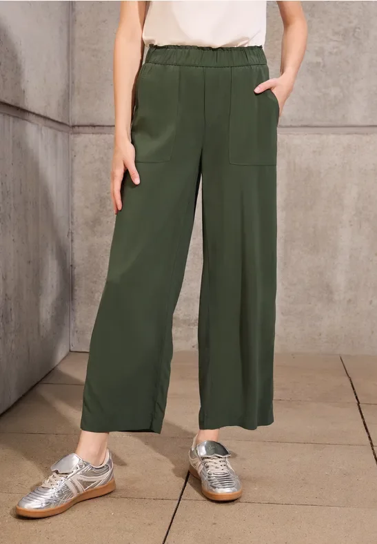 Thumbnail - Street One Studio Frauen Culotte in Unifarbe in Grün, Gr: 32