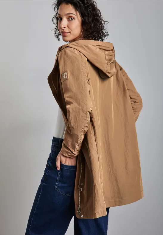 Street One Frauen Langer Windbreaker in Braun, Gr: 38