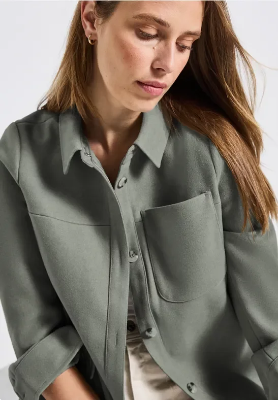 Thumbnail - Street One Frauen Overshirt In Wolloptik in Grün, Gr: 42