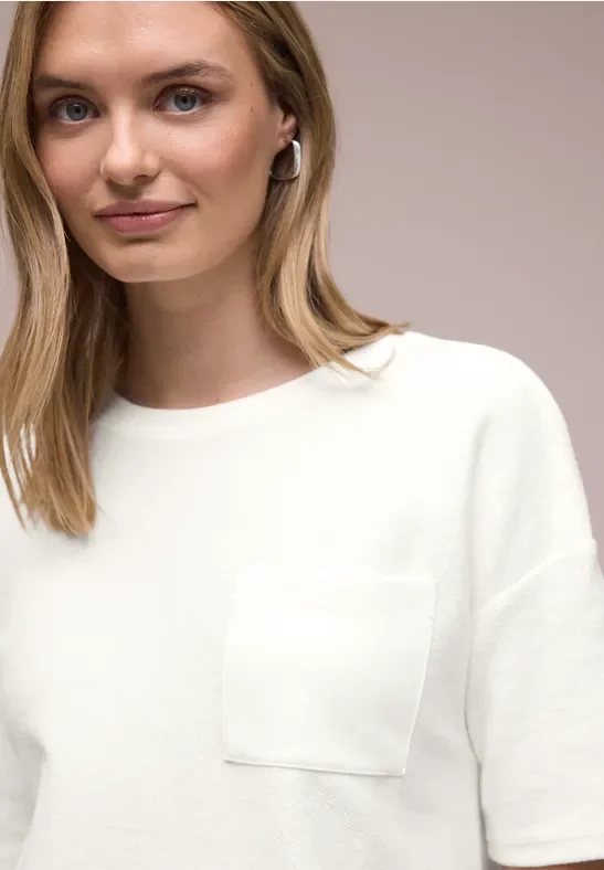 Street One Frauen Kurzarmshirt mit Strukturmix in Weiß, Gr: 38