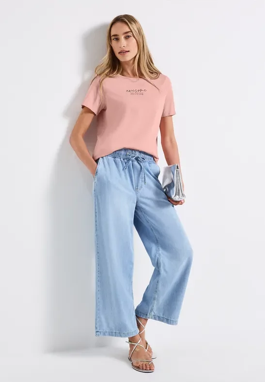 Street One Frauen T-Shirt mit Print in Rosa, Gr: 36