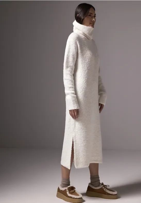 Street One Studio Frauen Bouclé Kleid im Relaxed Fit in Weiß, Gr: 46