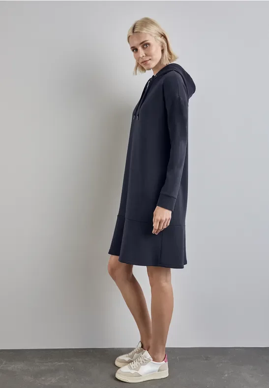 Street One Frauen Sweatkleid mit Volant in Blau, Gr: 36