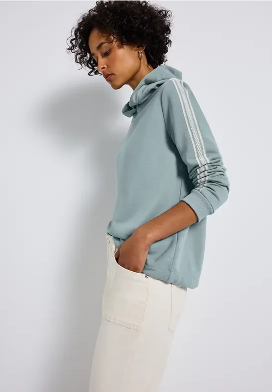 Street One Frauen Hoodie mit Galonstreifen in Blau, Gr: 46