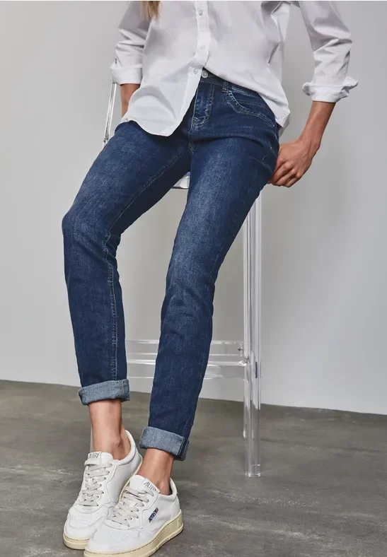 Street One Frauen Jeans im Casual Fit in Blau, Gr: 30