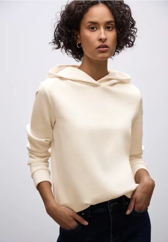 Street One Frauen Cupro Sweat Hoodie in Beige, Gr: 44